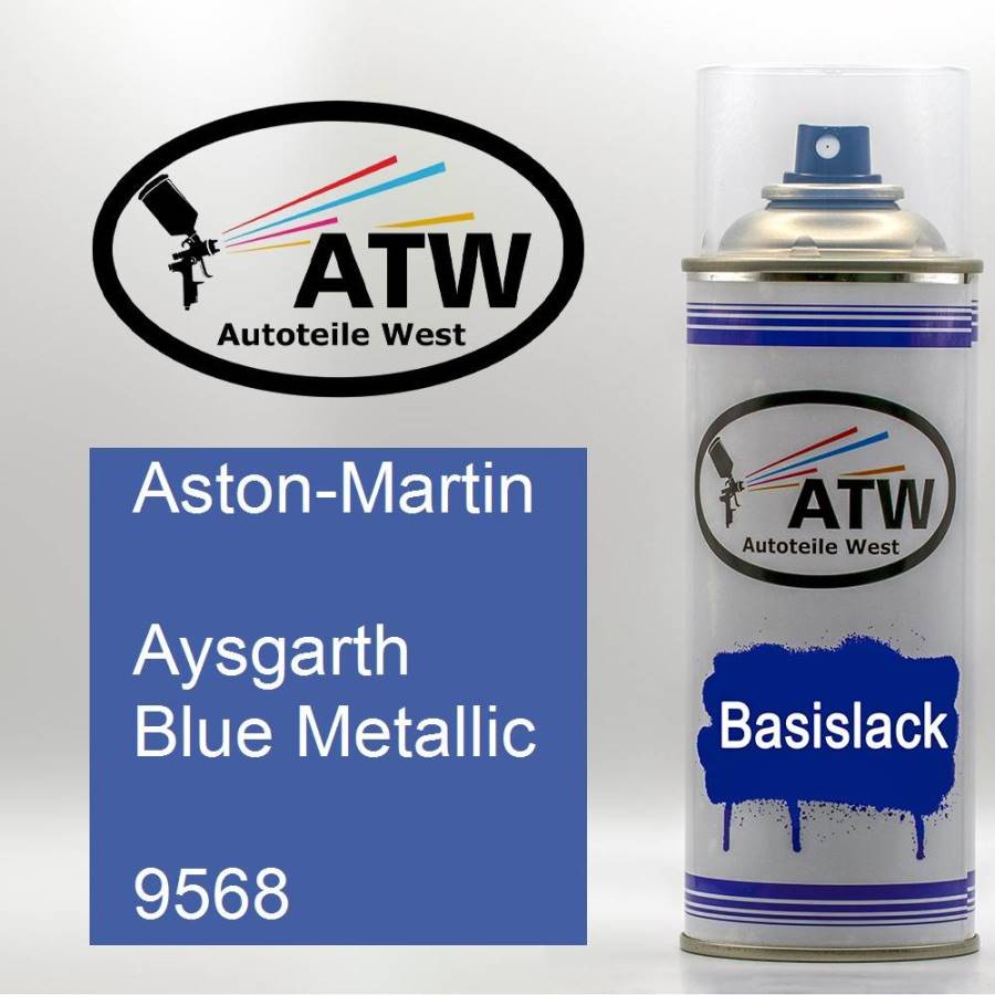 Aston-Martin, Aysgarth Blue Metallic, 9568: 400ml Sprühdose, von ATW Autoteile West.